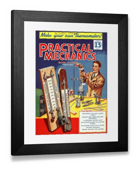 Framed Print : Practical Mechanics 1950s UK chemistry sets thermometers chemicals bunson burners Framed Print : Practical Mechanics 1950s UK chemistry sets thermometers chemicals bunson burners