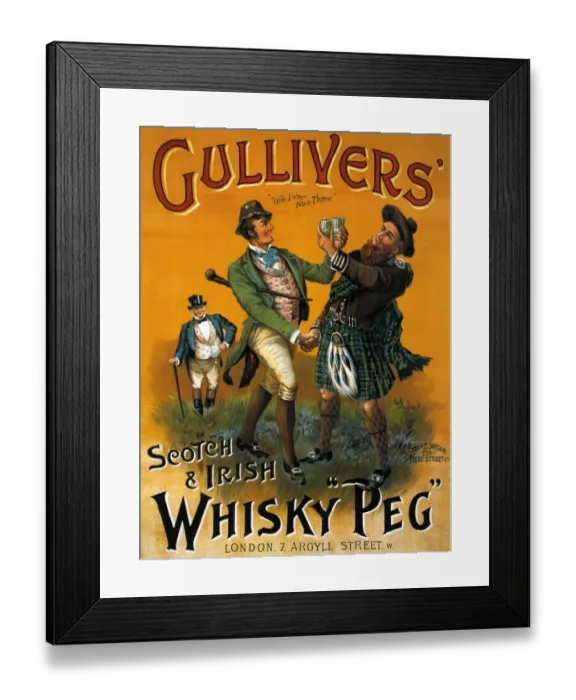 Framed Print : Gullivers 1899 1890s UK whisky alcohol whiskey advert Gullivers Scotch Scottish Framed Print : Gullivers 1899 1890s UK whisky alcohol whiskey advert Gullivers Scotch Scottish