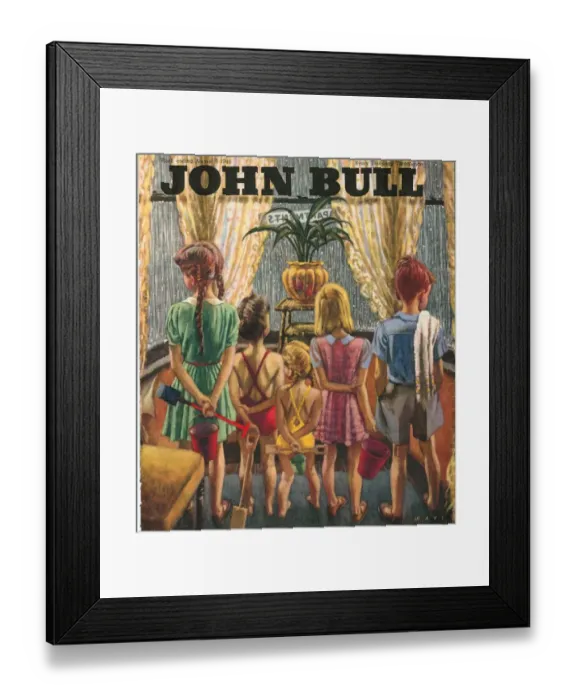 Framed Print : John Bull 1946 1940s UK holidays seasons weather raining disasters ruined buckets Framed Print : John Bull 1946 1940s UK holidays seasons weather raining disasters ruined buckets