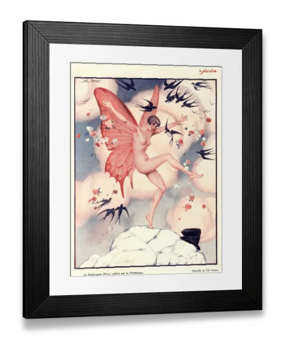 Framed Print : Le Sourire 1920s France erotica swallows butterflies magazines Framed Print : Le Sourire 1920s France erotica swallows butterflies magazines