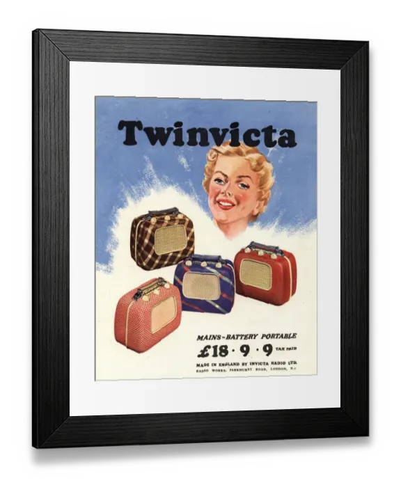 Framed Print : 1950s UK invicta radios