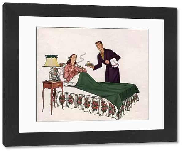 1940s USA love breakfast in bed bordens coffee tea mothers day husbands and wives