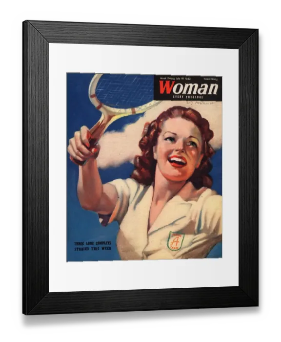 Framed Print : Woman 1940s UK tennis magazines Framed Print : Woman 1940s UK tennis magazines