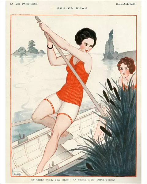 La Vie Parisienne 1924 1920s France A Vallee illustrations punting boats