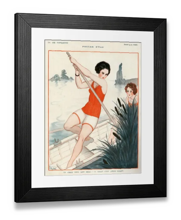 Framed Print : La Vie Parisienne 1924 1920s France A Vallee illustrations punting boats Framed Print : La Vie Parisienne 1924 1920s France A Vallee illustrations punting boats