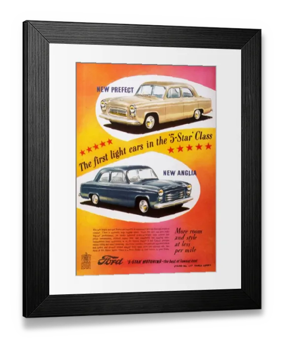 Framed Print : Ford Prefect / Ford Anglia 1950s UK cars Framed Print : Ford Prefect / Ford Anglia 1950s UK cars