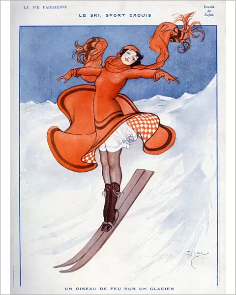La Vie Parisienne 1922 1910s France Zajac illustrations skiing womens woman winter