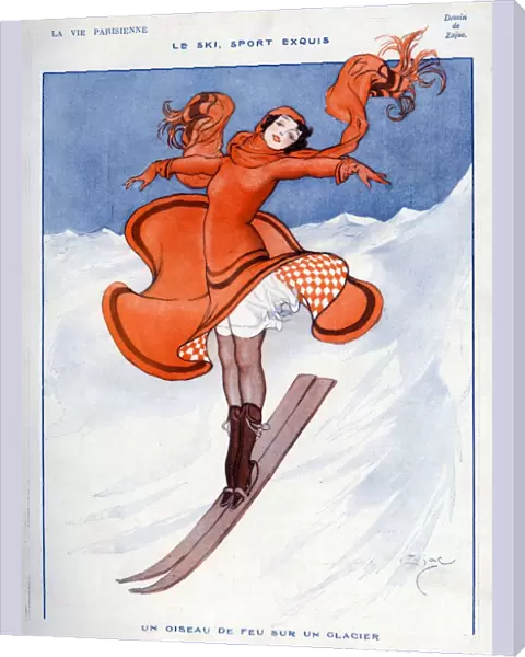 La Vie Parisienne 1922 1910s France Zajac illustrations skiing womens woman winter