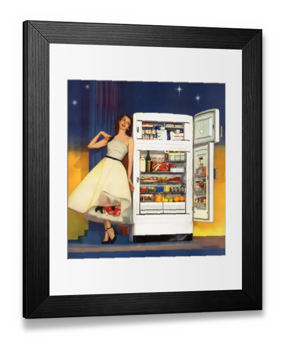 Framed Print : Hotpoint 1951 1950s USA fridges housewives housewife appliances refridgerators refrigerators Framed Print : Hotpoint 1951 1950s USA fridges housewives housewife appliances refridgerators refrigerators
