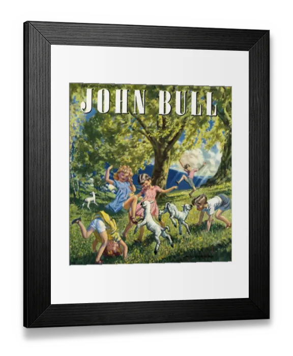 Framed Print : John Bull 1947 1940s UK spring lambs magazines springtime Framed Print : John Bull 1947 1940s UK spring lambs magazines springtime