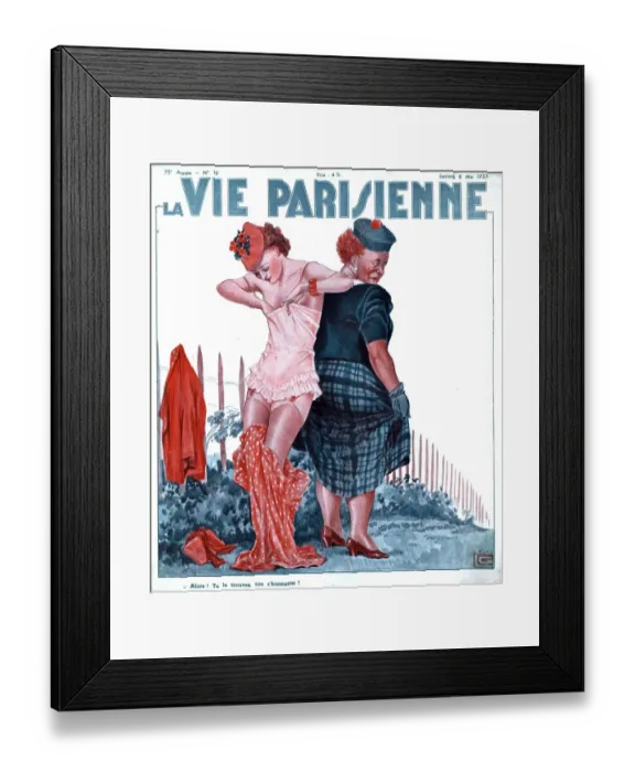 Framed Print : La Vie Parisienne 1937 1930s France magazines erotica dressing undressing underwear