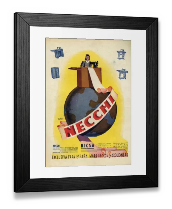 Framed Print : Necchi 1942 1940s Spain cc sewing machines globes Framed Print : Necchi 1942 1940s Spain cc sewing machines globes