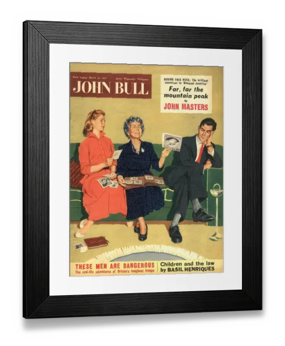 Framed Print : John Bull 1950s UK babies embarrassing parents embarrassment moments magazines baby
