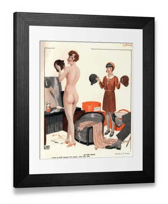 Framed Print : Le Sourire 1920s France erotica sales hats Framed Print : Le Sourire 1920s France erotica sales hats