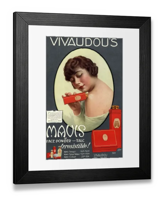 Framed Print : 1910s USA mavis talcum powder vivaudous Framed Print : 1910s USA mavis talcum powder vivaudous