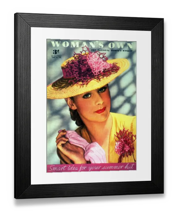 Framed Print : Womans Own 1945 1940s UK hats womens portraits magazines Framed Print : Womans Own 1945 1940s UK hats womens portraits magazines
