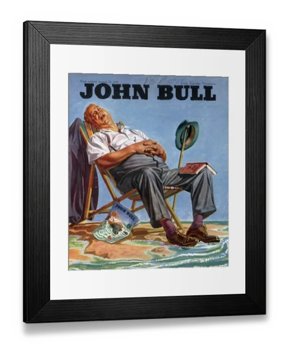 Framed Print : John Bull 1946 1940s UK holidays sleep sleeping beaches deck chairs magazines Framed Print : John Bull 1946 1940s UK holidays sleep sleeping beaches deck chairs magazines