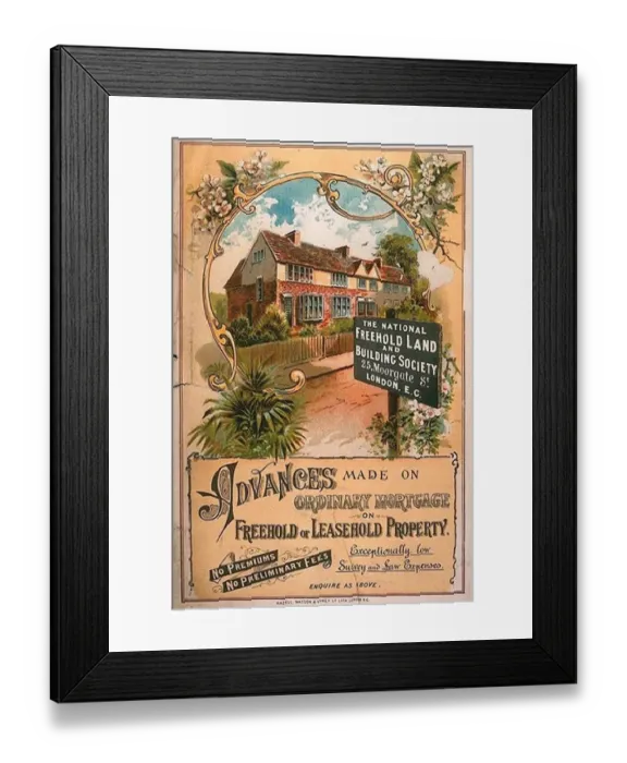 Framed Print : 1900s UK mortgages building societies estate agents property finance new homes suburbia Framed Print : 1900s UK mortgages building societies estate agents property finance new homes suburbia
