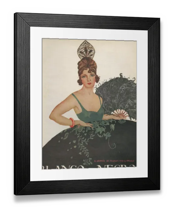 Framed Print : Blanco y Negro 1922 1920s Spain cc magazines womens fans