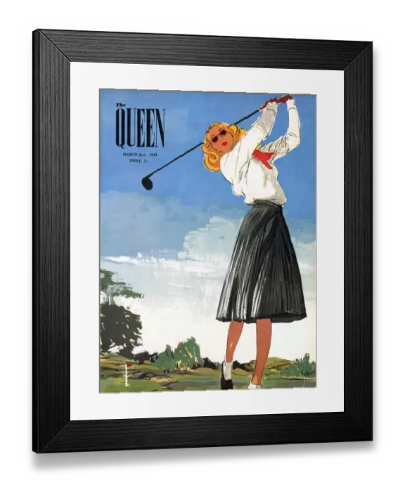 Framed Print : The Queen 1940s UK golf womens magazines
