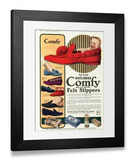 Framed Print : 1910s USA slippers shoes comfy green dan l babies baby Framed Print : 1910s USA slippers shoes comfy green dan l babies baby