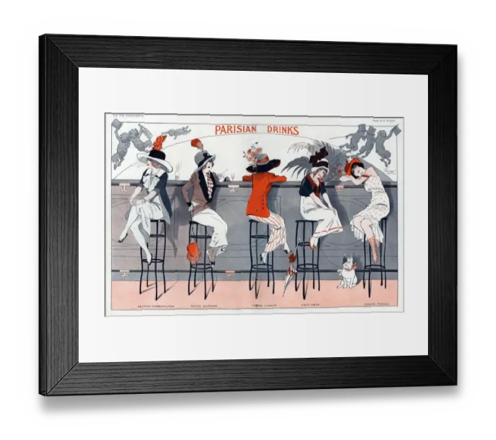 Framed Print : La Vie Parisienne 1912 1910s France R Prejelan illustrations women bars womens hats Framed Print : La Vie Parisienne 1912 1910s France R Prejelan illustrations women bars womens hats