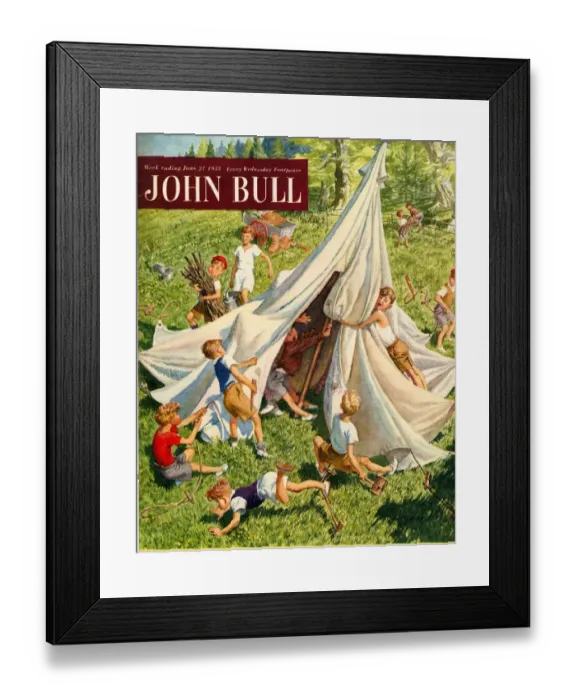 Framed Print : John Bull 1950s UK holidays tents camping accidents disasters magazines Framed Print : John Bull 1950s UK holidays tents camping accidents disasters magazines