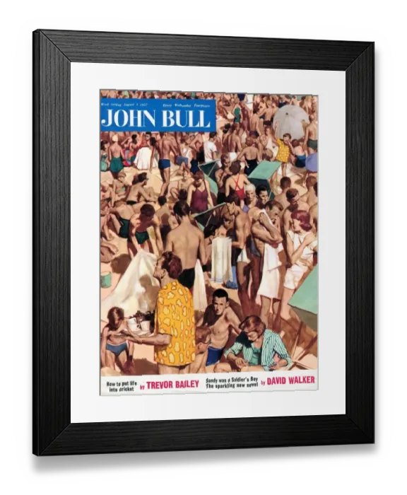Framed Print : John Bull 1950s UK holidays people crowded beaches seaside seaside magazines