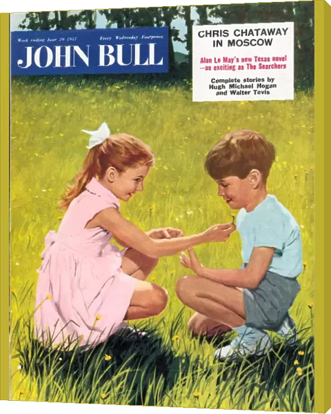 John Bull 1950s UK picking flowers buttercups magazines