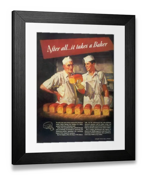 Framed Print : 1940s USA bakers bread Framed Print : 1940s USA bakers bread