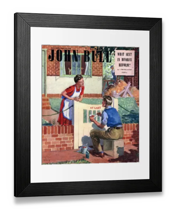 Framed Print : John Bull 1948 1940s UK painting first homes new garden gates magazines horticulture Framed Print : John Bull 1948 1940s UK painting first homes new garden gates magazines horticulture