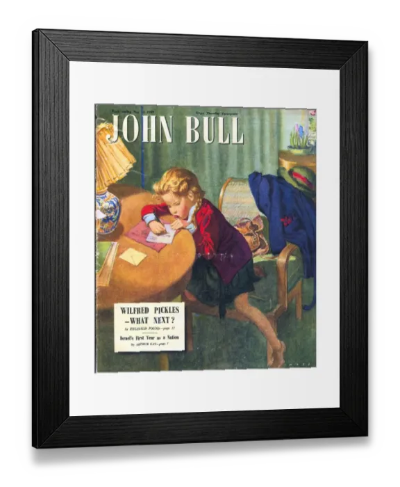 Framed Print : John Bull 1949 1940s UK homework thank you letters writing magazines Framed Print : John Bull 1949 1940s UK homework thank you letters writing magazines