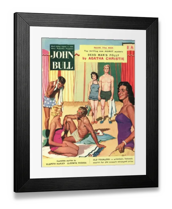 Framed Print : John Bull 1950s UK holidays suntans sunburn tans beaches seaside seaside magazines