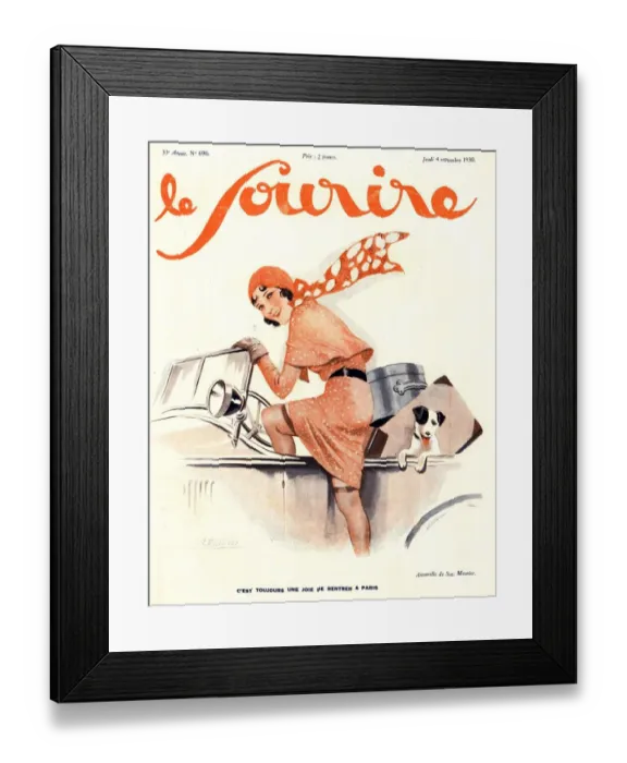 Framed Print : Le Sourire 1930s France cars magazines