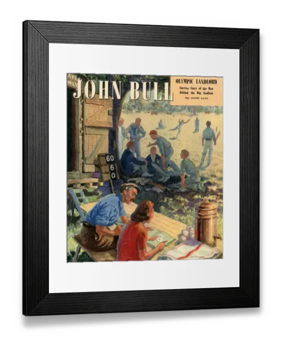 Framed Print : John Bull 1948 1940s UK cricket magazines