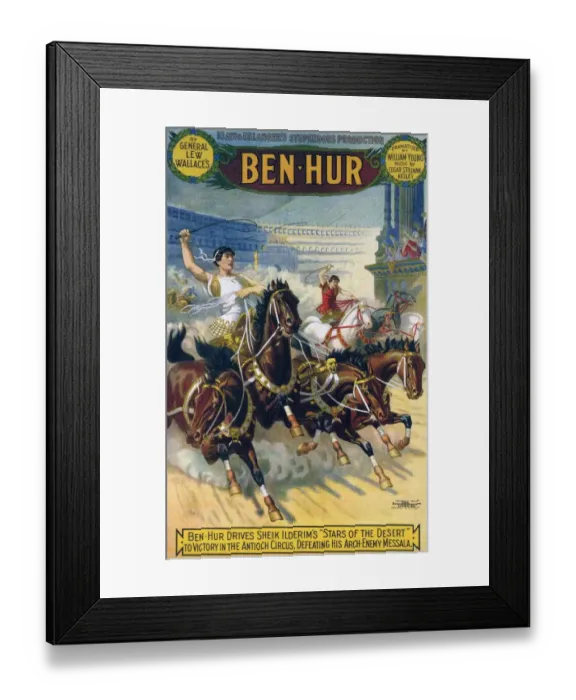 Framed Print : Ben-Hur 1903 1900s USA Ben Hur horses chariots Framed Print : Ben-Hur 1903 1900s USA Ben Hur horses chariots