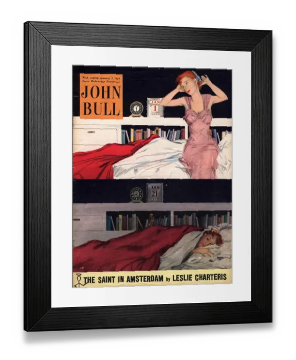 Framed Print : John Bull 1954 1950s UK sleep sleeping beds bedrooms alarm clocks new years resolutions Framed Print : John Bull 1954 1950s UK sleep sleeping beds bedrooms alarm clocks new years resolutions