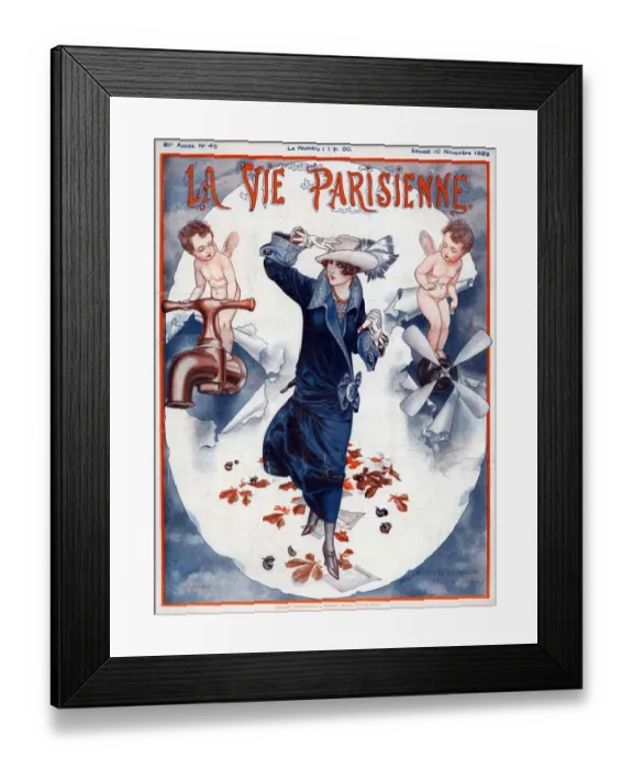 Framed Print : La Vie Parisienne 1923 1920s France C Herouard illustrations magazines Autumn weather