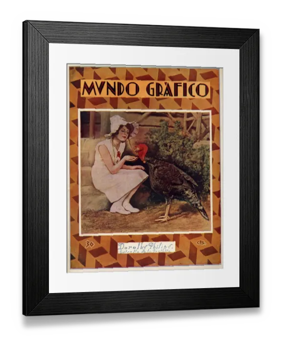 Framed Print : Mundo Grafico 1928 1920s Spain cc magazines feeding turkeys birds