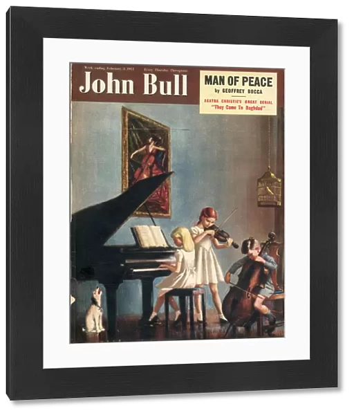 John Bull 1951 1950s UK magazines pianos instruments playing cellos violins dogs