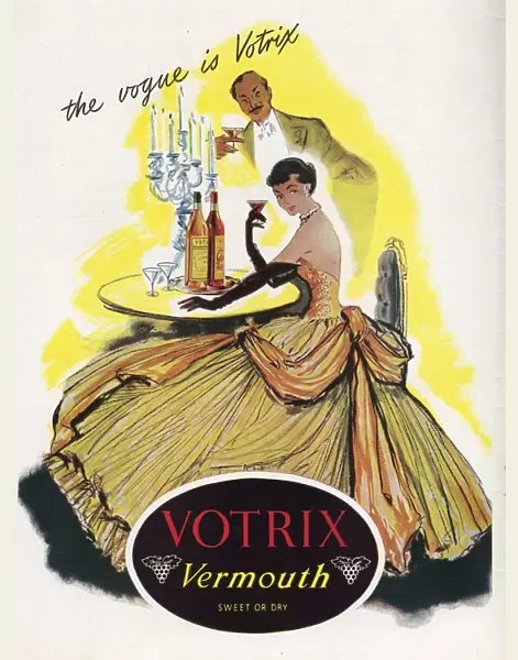 Votrix Vermouth 1951 1950s UK alcohol dresses womens