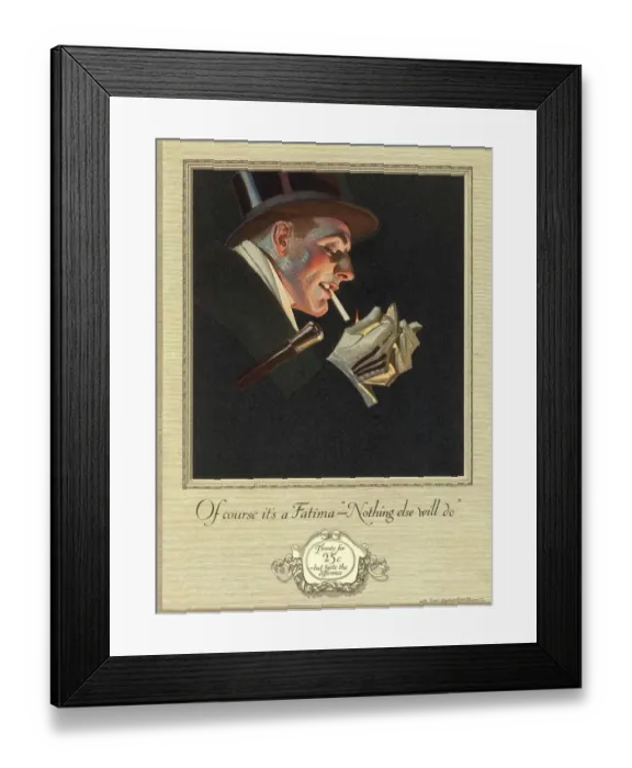 Framed Print : Fatima 1920s USA cigarettes smoking turkish mens evening dress Leyendecker Framed Print : Fatima 1920s USA cigarettes smoking turkish mens evening dress Leyendecker