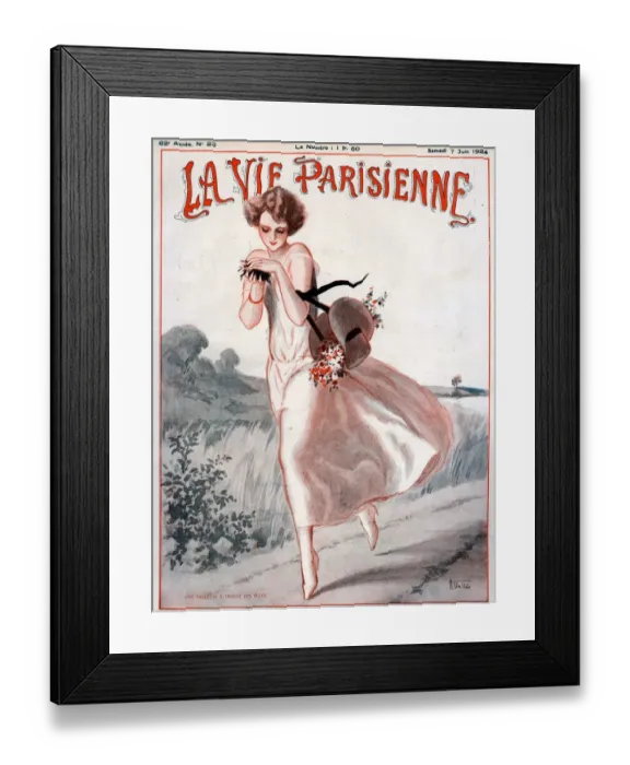 Framed Print : La Vie Parisienne 1924 1920s France A Vallee illustrations womens hats bonnets flowers