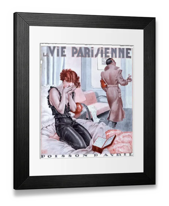 Framed Print : La Vie Parisienne 1936 1930s France magazines couples beds affairs jilted arguments