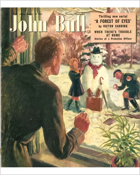 John Bull 1950s UK seasons snowmen snowman snowballs snow winter magazines