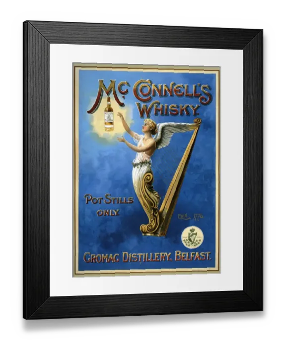 Framed Print : McConnells 1898 1890s UK whisky alcohol whiskey advert McConnells Irish harps Framed Print : McConnells 1898 1890s UK whisky alcohol whiskey advert McConnells Irish harps