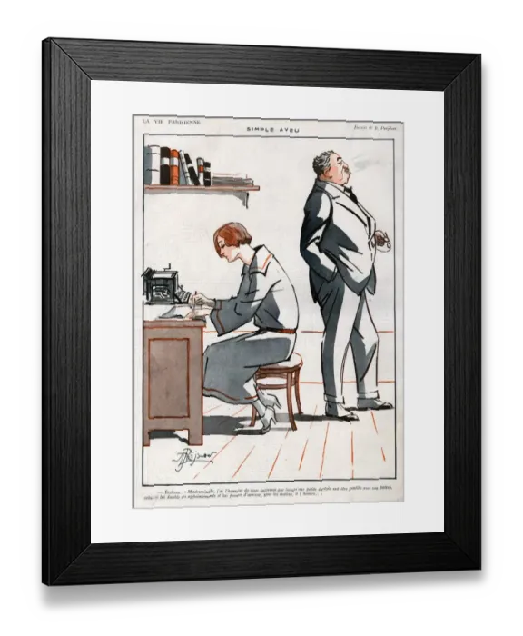 Framed Print : La Vie Parisienne 1922 1920s France Rene Prejelan illustrations secretaries secretary