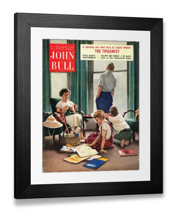Framed Print : John Bull 1950s UK holidays magazines days bored knitting raining Framed Print : John Bull 1950s UK holidays magazines days bored knitting raining
