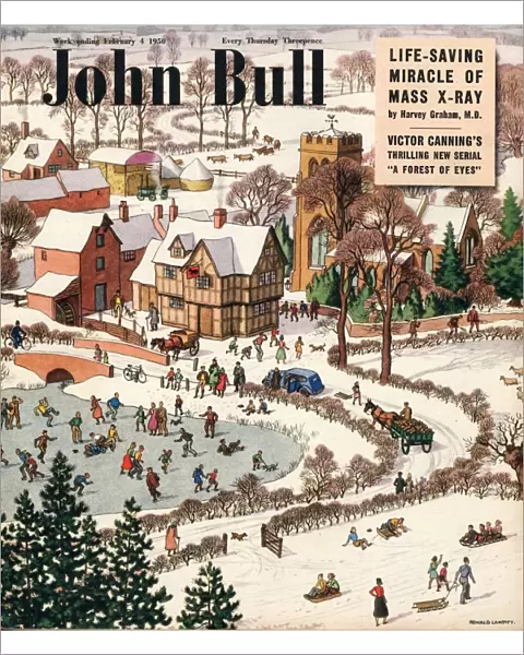John Bull 1950 1950S UK seasons, snow, ice, winter, sports magazines