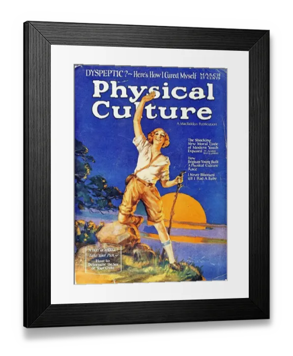 Framed Print : Physical Culture 1930s USA hiking hikers walking iws magazines